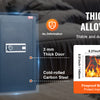 A dark gray thickened alloy steel safe box with a fingerprint scanner and a 3 mm door, featuring a fireproof bag.